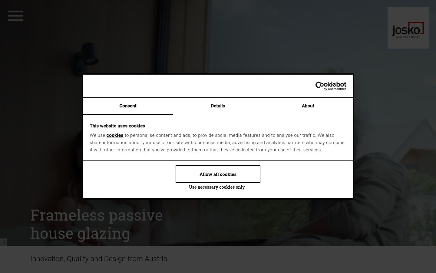 Screenshot of the consent banner shown before any interaction
