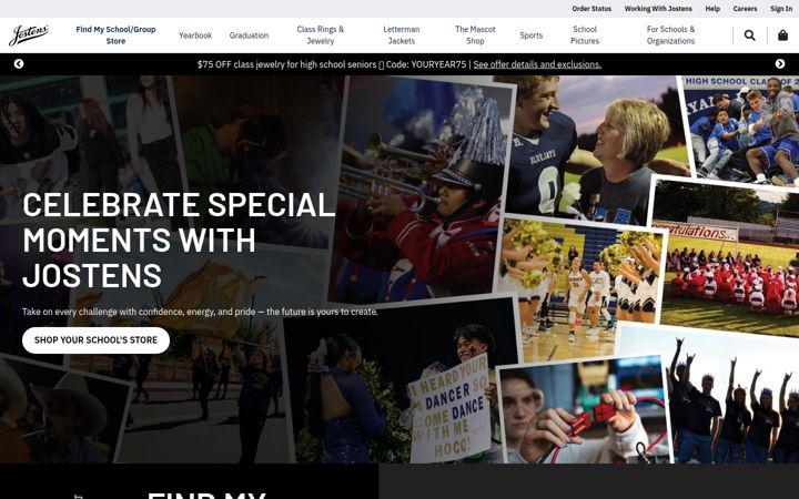 Screenshot von jostens.com
