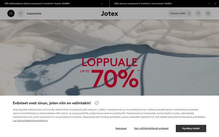 Screenshot of jotex.fi