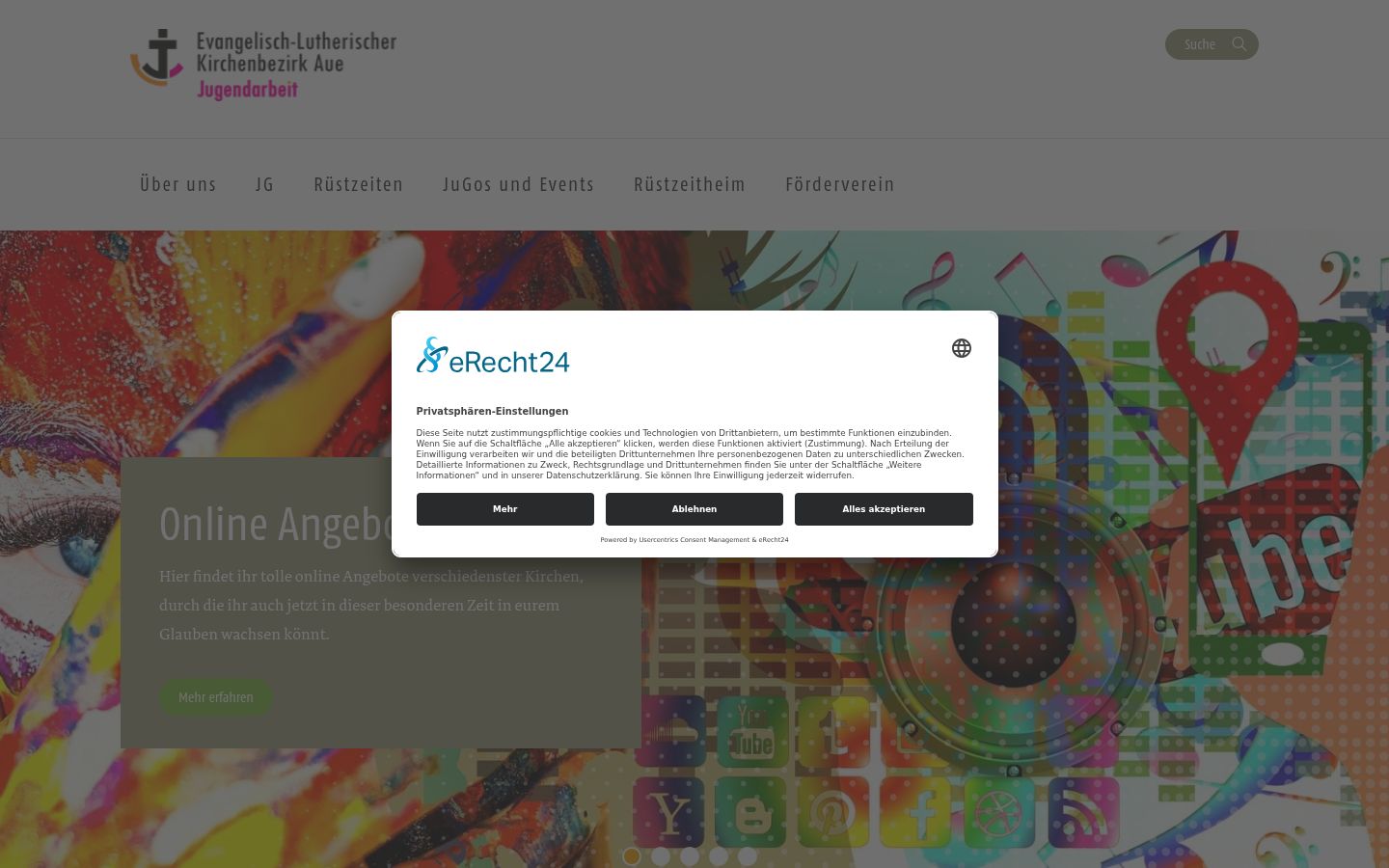 Captura de pantalla del banner de consentimiento mostrado antes de cualquier interacción