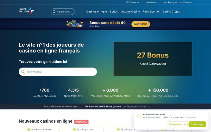 Zrzut ekranu jouerenlignefr.org