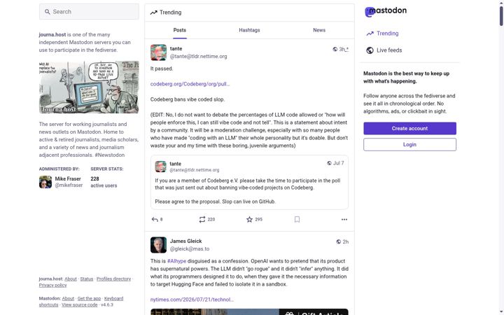 Screenshot of journa.host