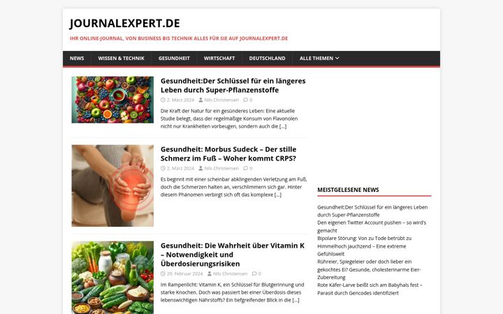 Screenshot of journalexpert.de