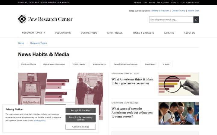 Snimka zaslona za journalism.org