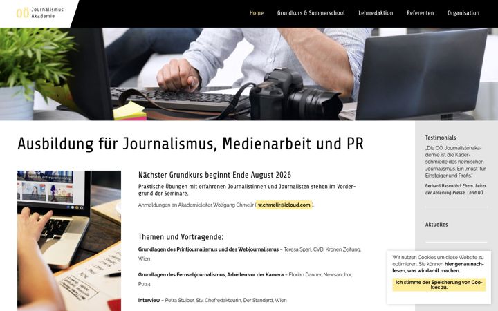 Screenshot of journalismusakademie.at