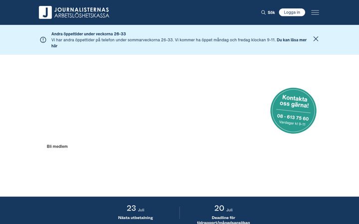 Screenshot di journalisternas-akassa.se