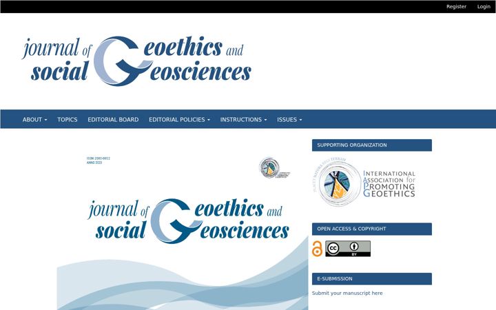 Screenshot of journalofgeoethics.eu
