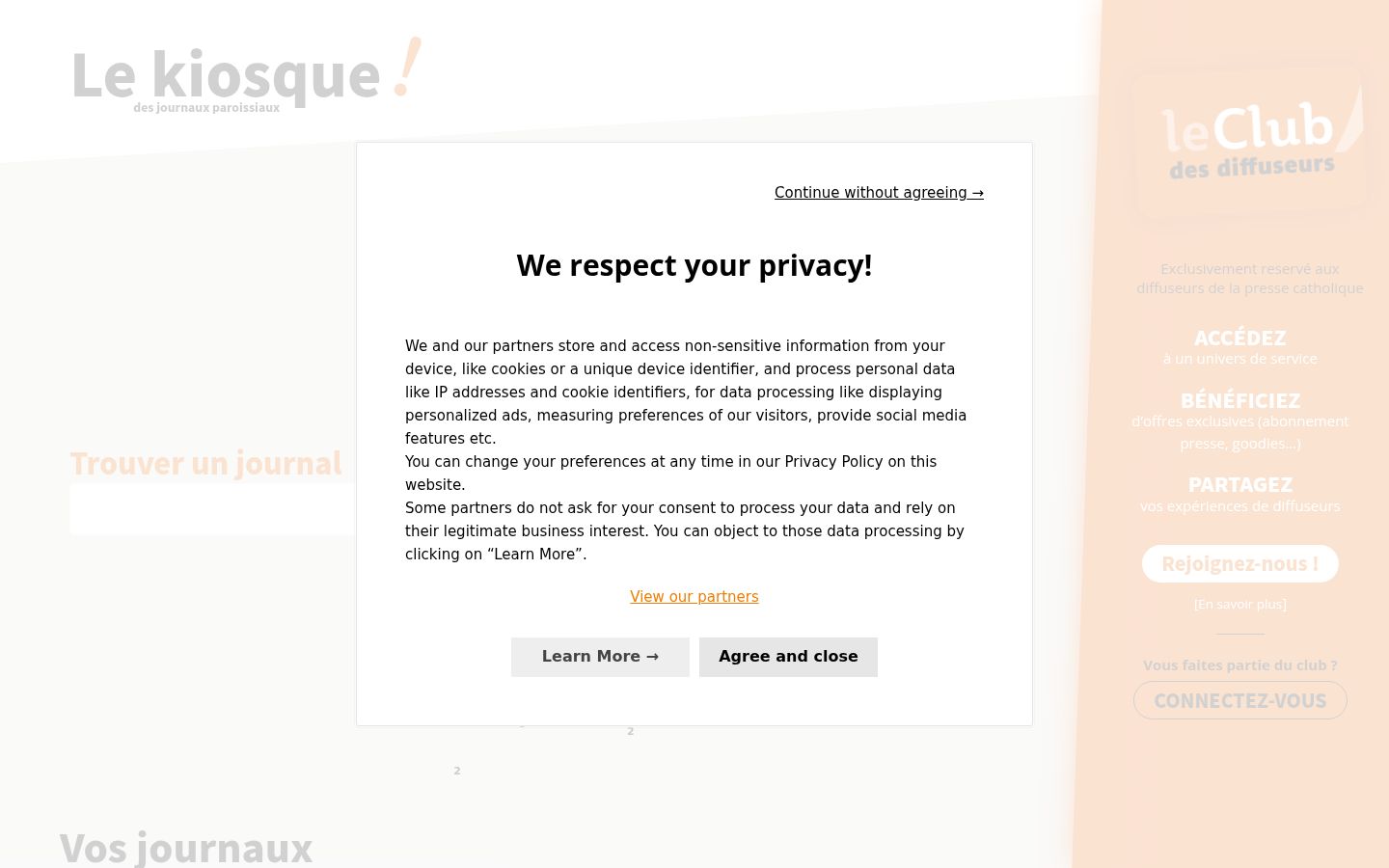 Screenshot of the consent banner shown before any interaction