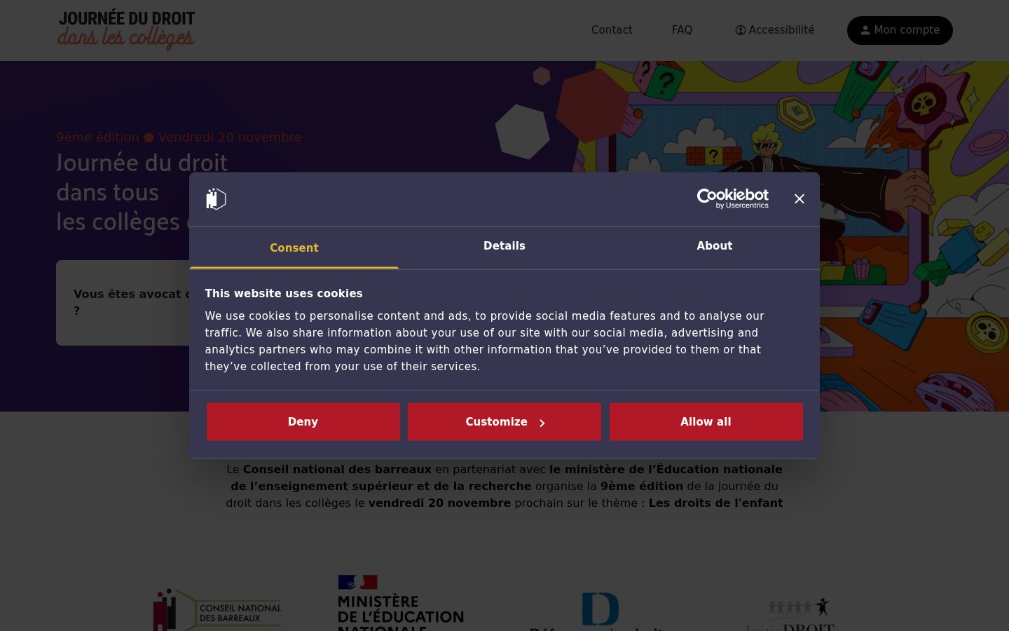 Captură de ecran a bannerului de consimțământ afișat înainte de orice interacțiune