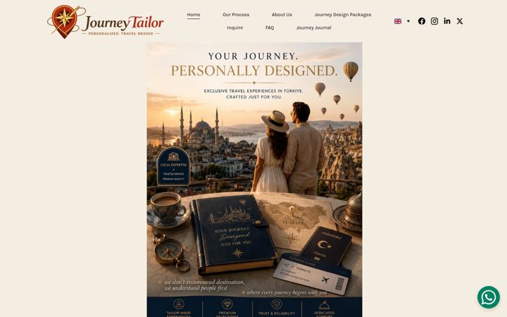 Kuvakaappaus sivustosta journeytailor.com