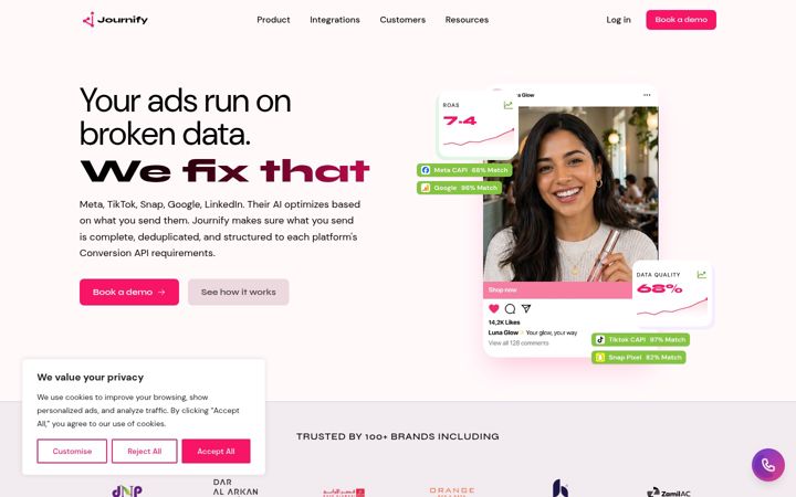 Screenshot of journify.io