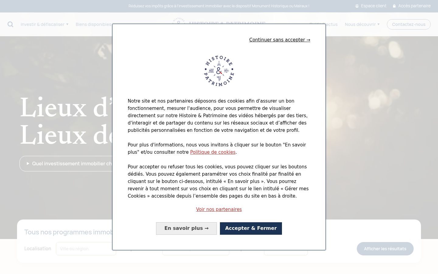 Screenshot of the consent banner shown before any interaction