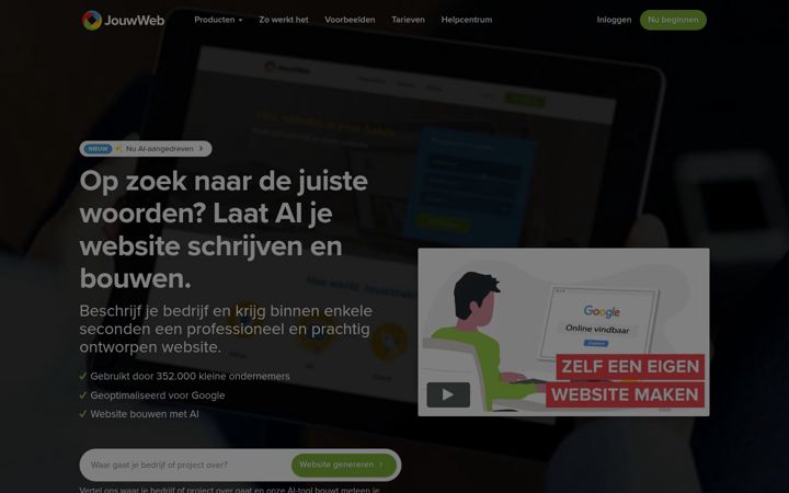 Snímek obrazovky jouwweb.be