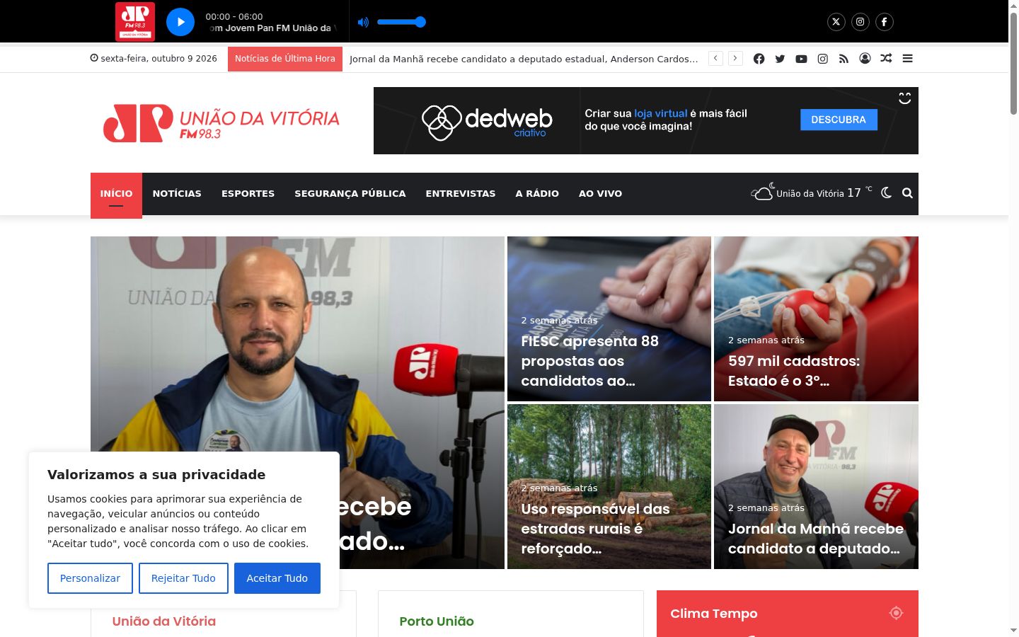 Snimka zaslona bannera za privolu prikazanog prije bilo kakve interakcije