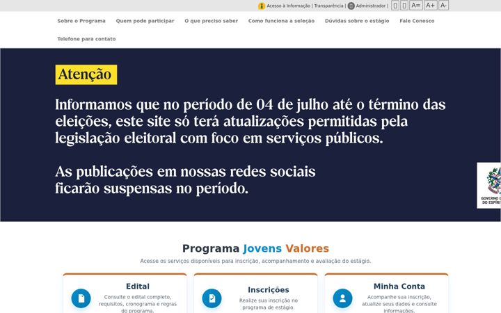 Screenshot of jovensvalores.es.gov.br