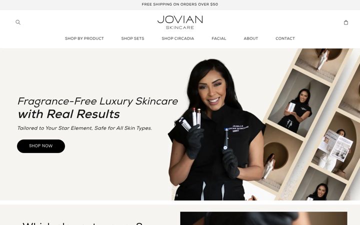Screenshot of jovianskincare.com