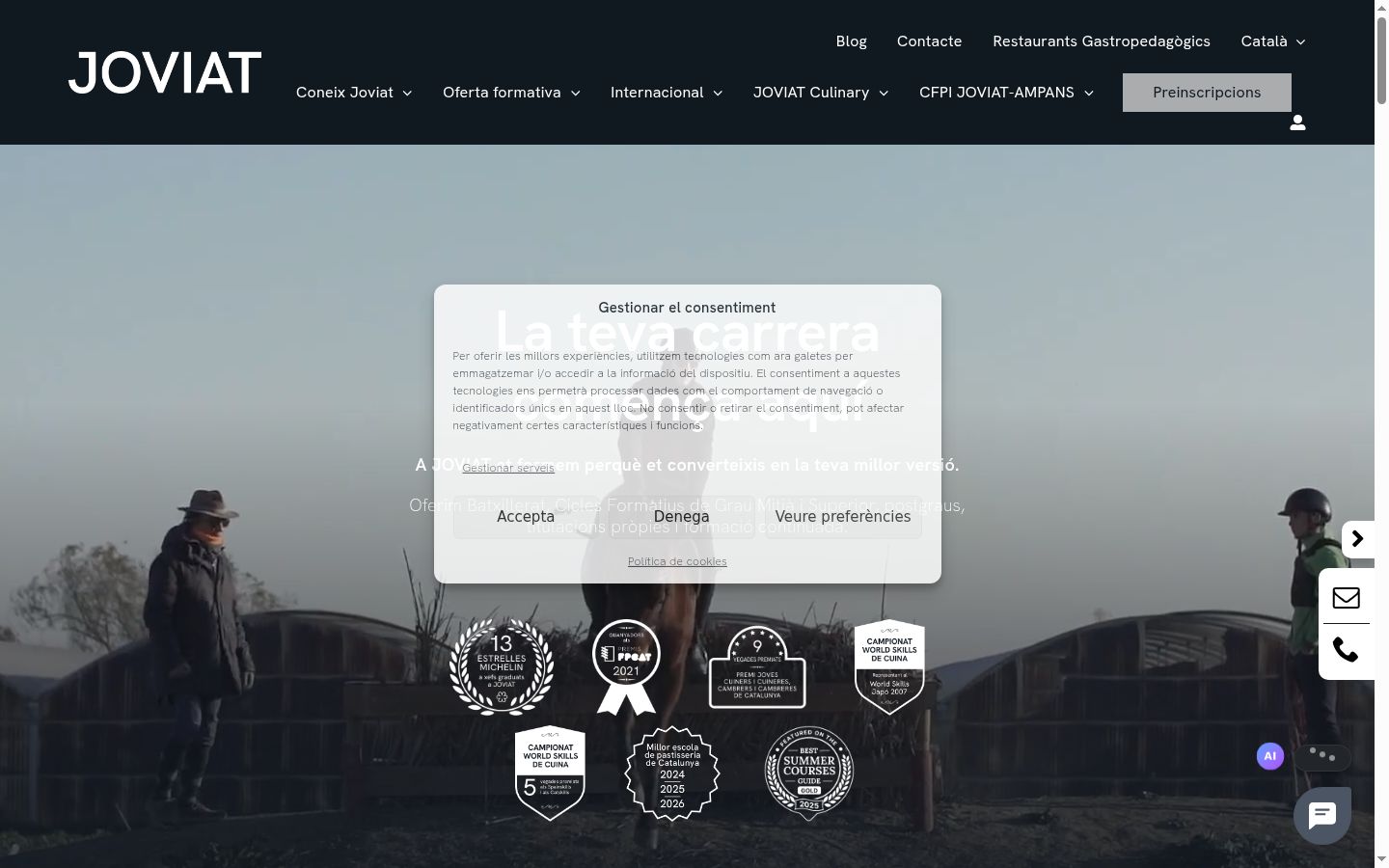 Screenshot del banner di consenso mostrato prima di qualsiasi interazione