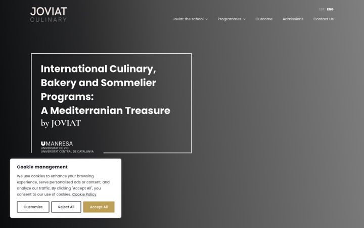 Screenshot of joviatculinaryarts.com