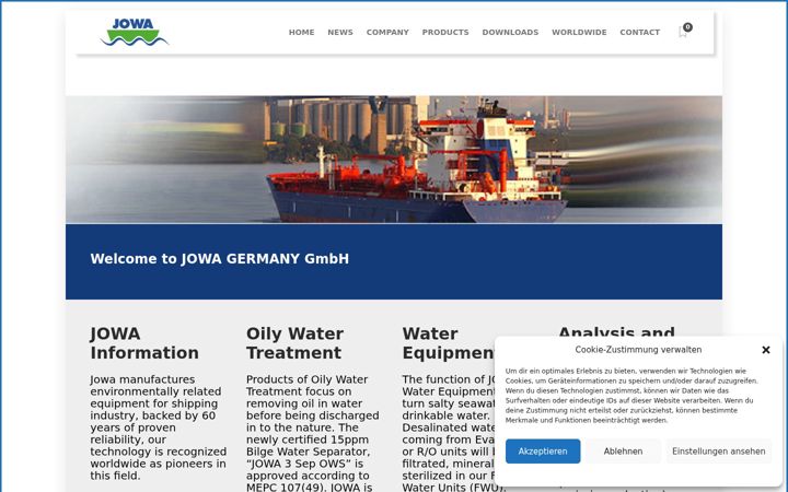 Screenshot of jowa.de