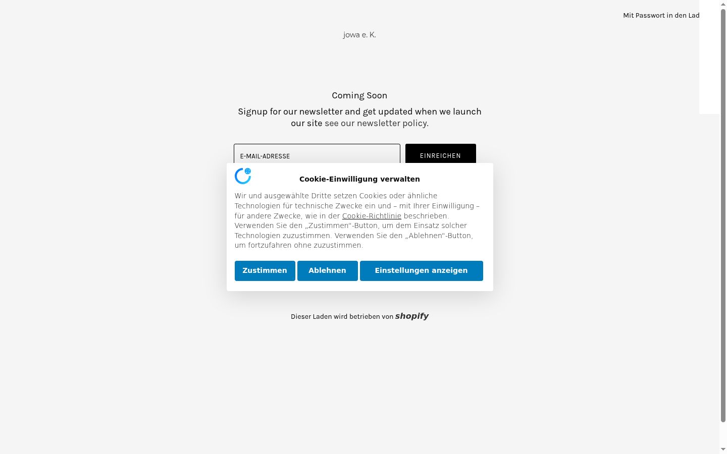 Capture d'écran de la bannière de consentement affichée avant toute interaction