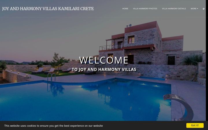 Screenshot of joyandharmonyvillaskamilaricrete.com