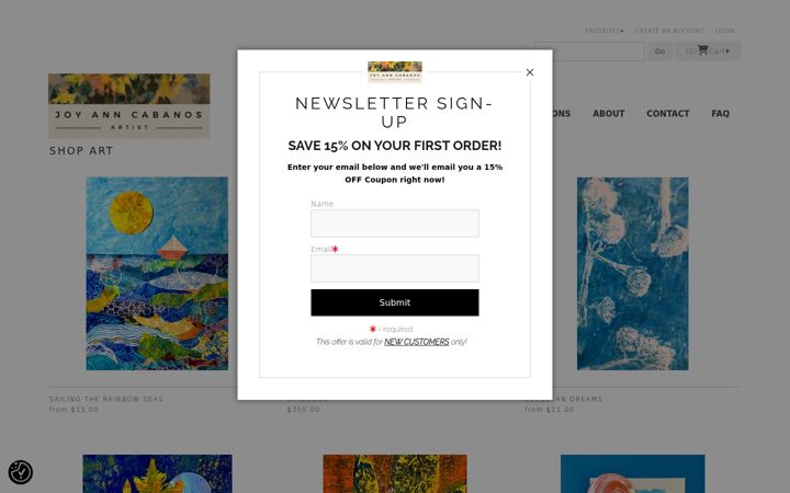 Screenshot of joyanncabanosart.com