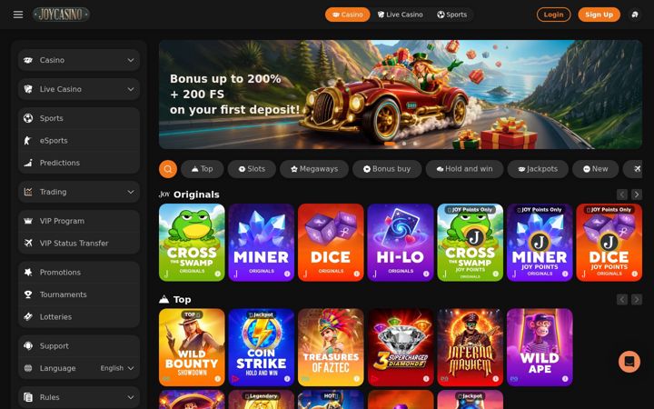 Screenshot of joycasino.com
