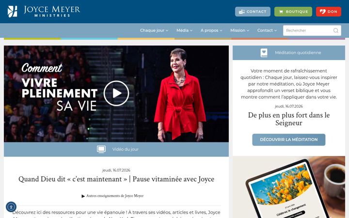 Snímek obrazovky joycemeyer.fr