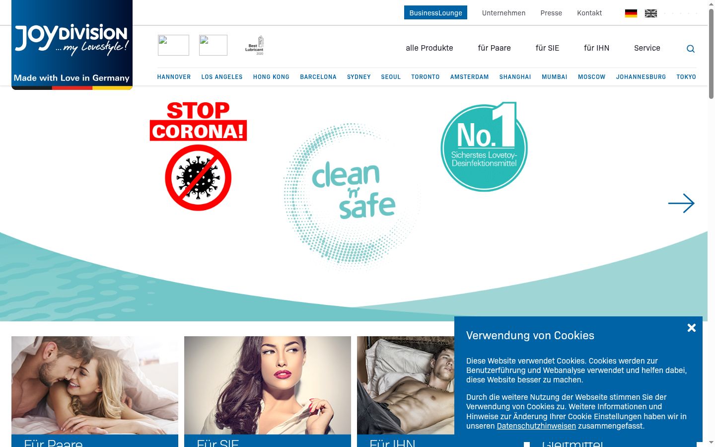 Screenshot des Einwilligungsbanners vor jeglicher Interaktion