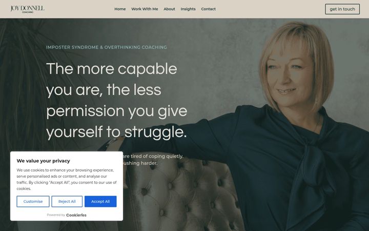 Екранна снимка на joydonnellcoaching.com