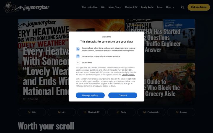 Екранна снимка на joyenergizer.com