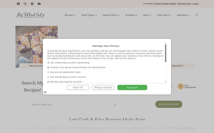 Screenshot of joyfilledeats.com