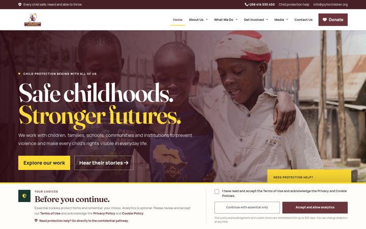 Screenshot of joyforchildren.org