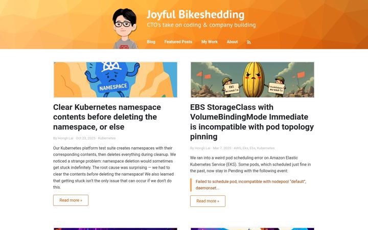 Screenshot of joyfulbikeshedding.com