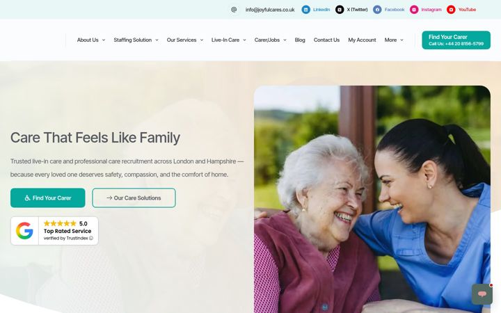 Screenshot of joyfulcares.co.uk