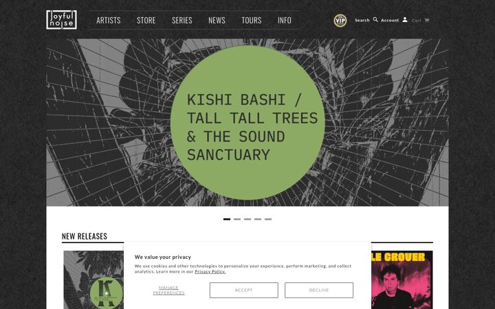 Screenshot of joyfulnoiserecordings.com