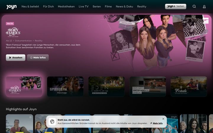 Screenshot of joyn.ch