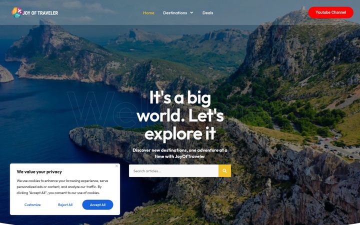 Screenshot of joyoftraveler.com