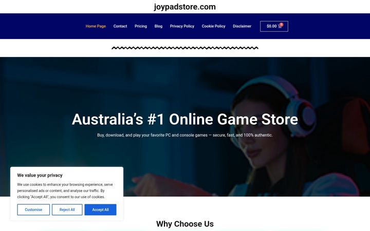 Screenshot of joypadstore.com