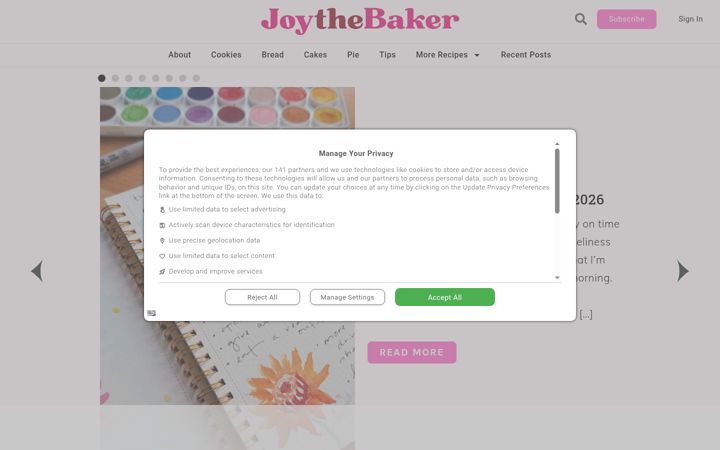 Screenshot of joythebaker.com