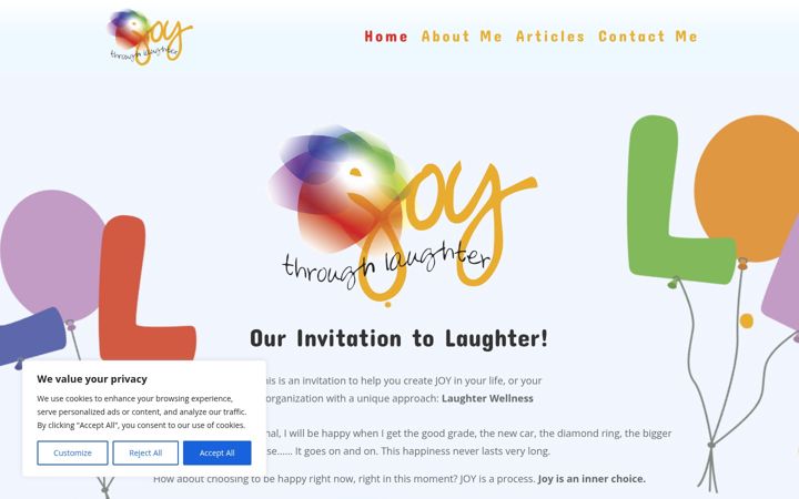 Screenshot of joythroughlaughter.com