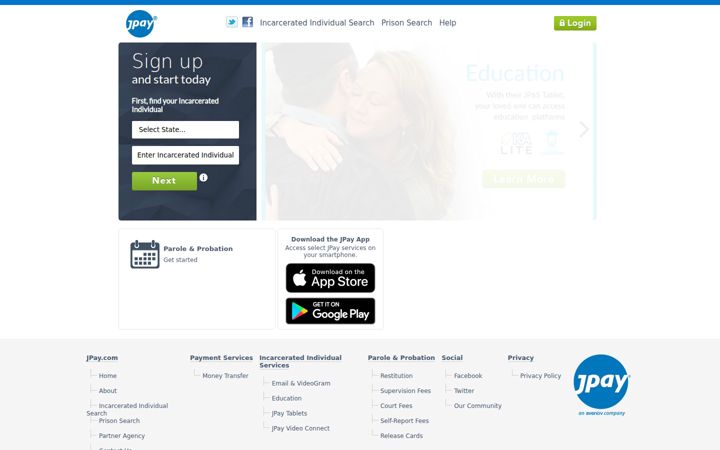 Screenshot of jpay.com