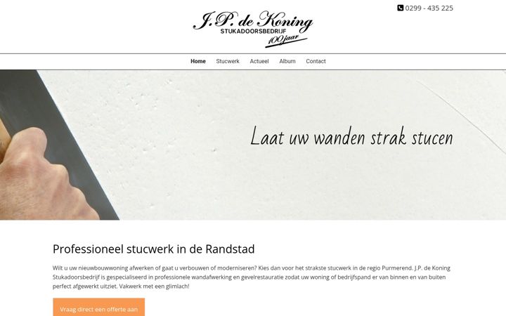Screenshot of jpdekoningbv.nl