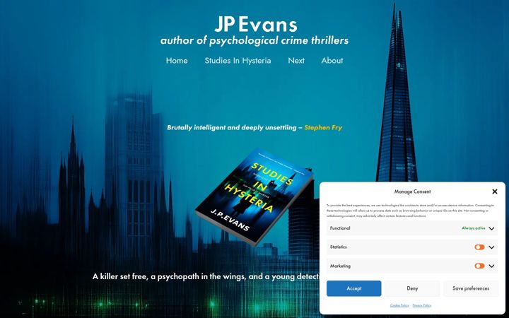 Screenshot of jpevansauthor.com