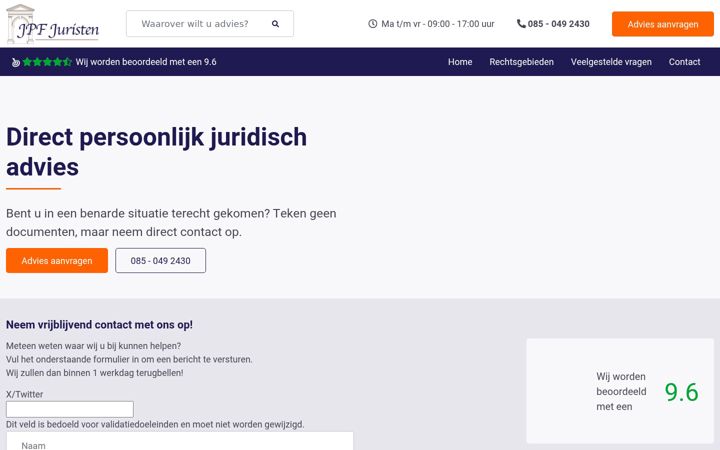 Screenshot of jpfjuristen.nl