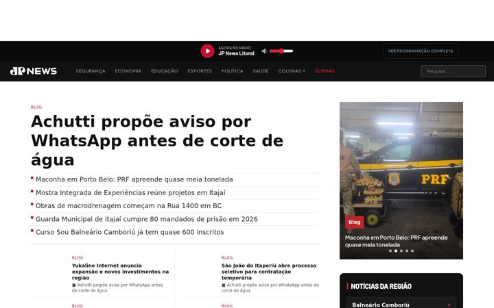 Screenshot of jpnewslitoral.com.br