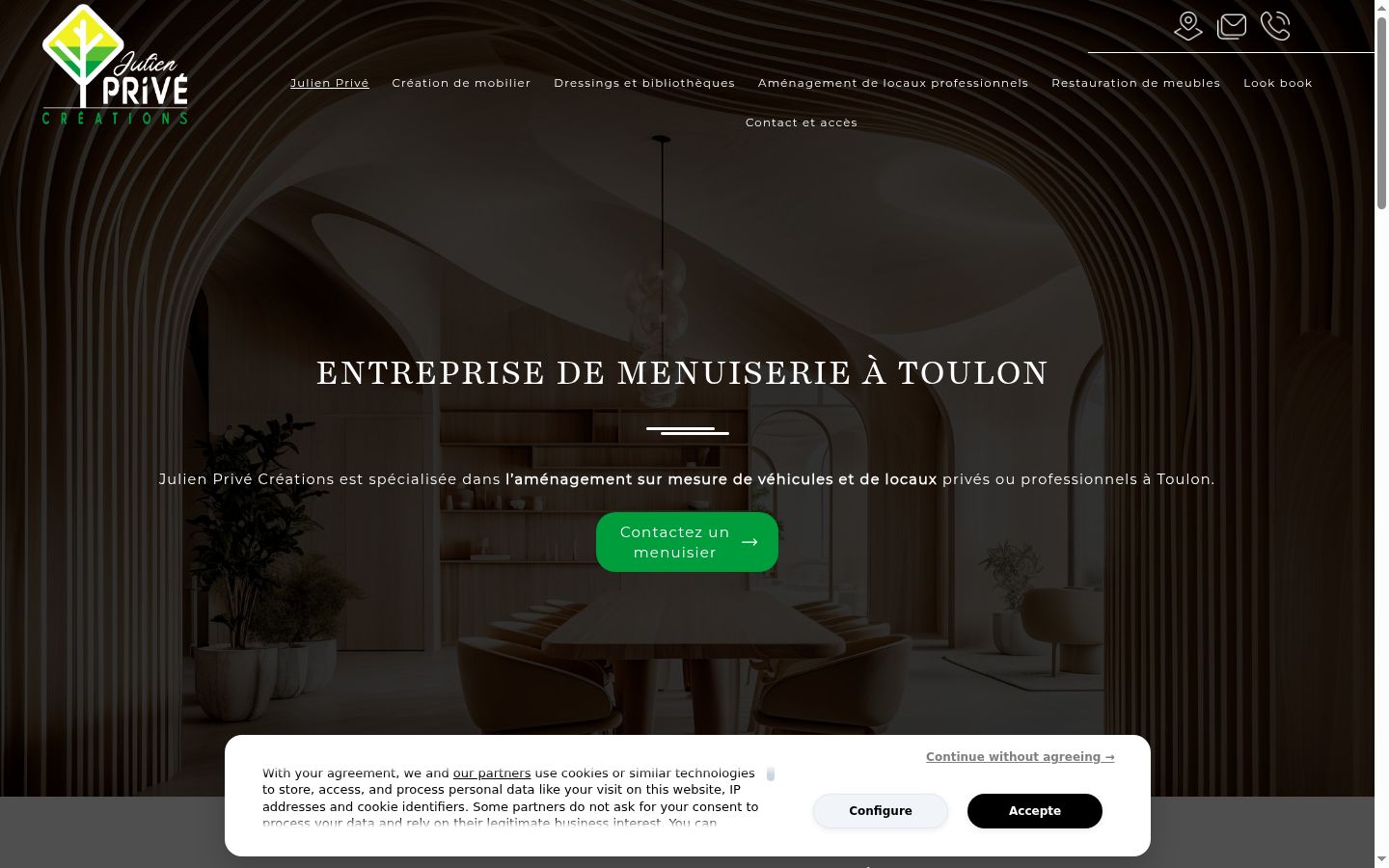 Capture d'écran de la bannière de consentement affichée avant toute interaction
