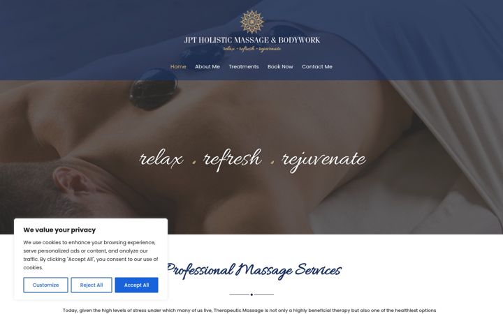 Screenshot of jptholisticmassage.co.uk