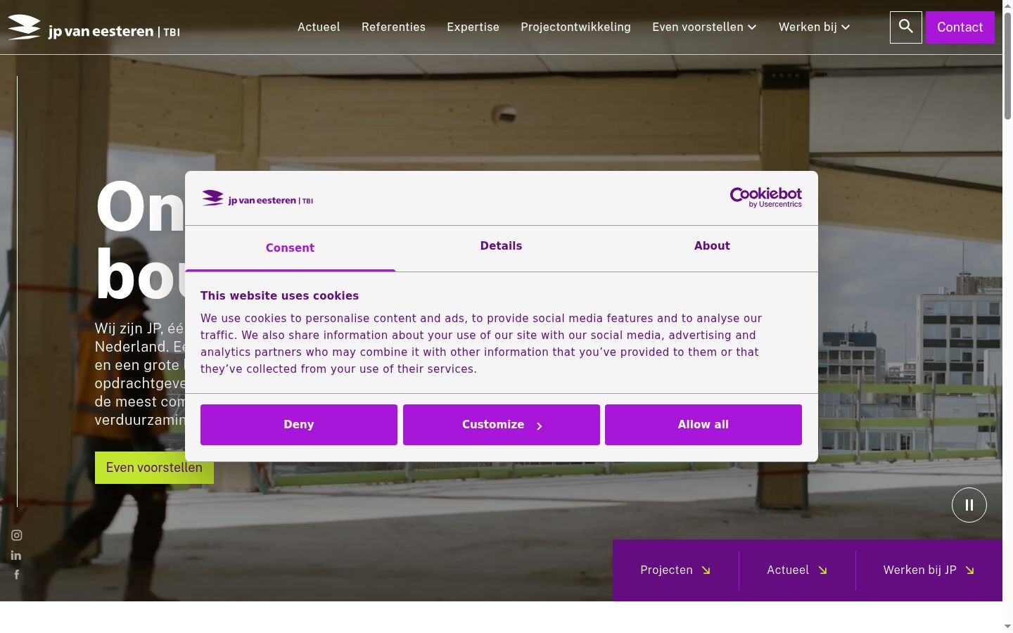 Screenshot des Einwilligungsbanners vor jeglicher Interaktion