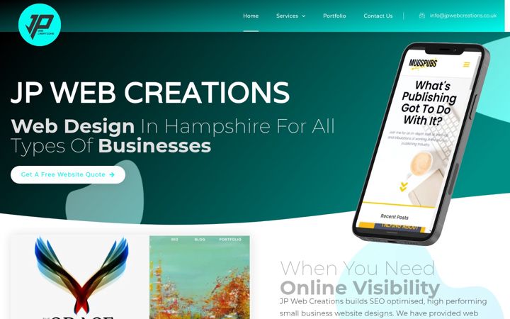 Screenshot of jpwebcreations.co.uk